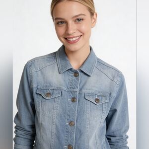 Light Denim Washed White Stripe Jacket